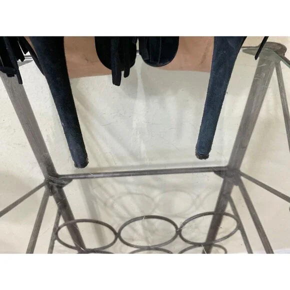 Steve Madden Black Suede Fringe Stiletto Booties - Picture 9 of 12